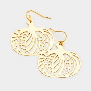 Pumpkin Dangling Earrings | GOLD | 1.65 inch | Large | Halloween